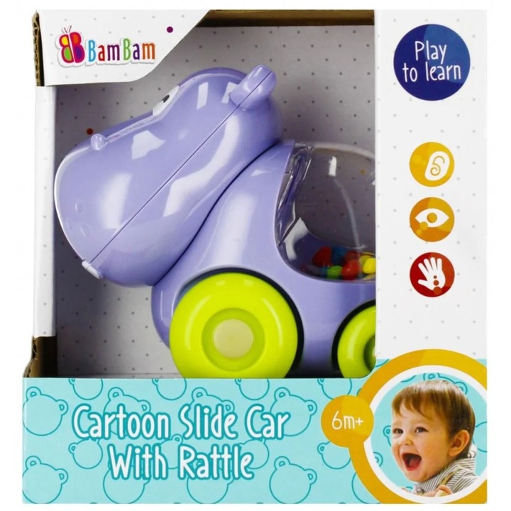 Дрънкаща играчка Хипопотам - Bam Bam, 13x14x9 см (5904335880656)