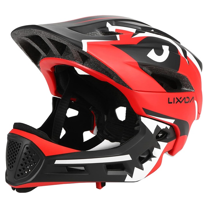 Gyermek védősisak, full face, bicikli, roller, gördeszka, korcsolya, állítórendszer, S méret (52-56 cm), EPS+PC, West Biking, piros