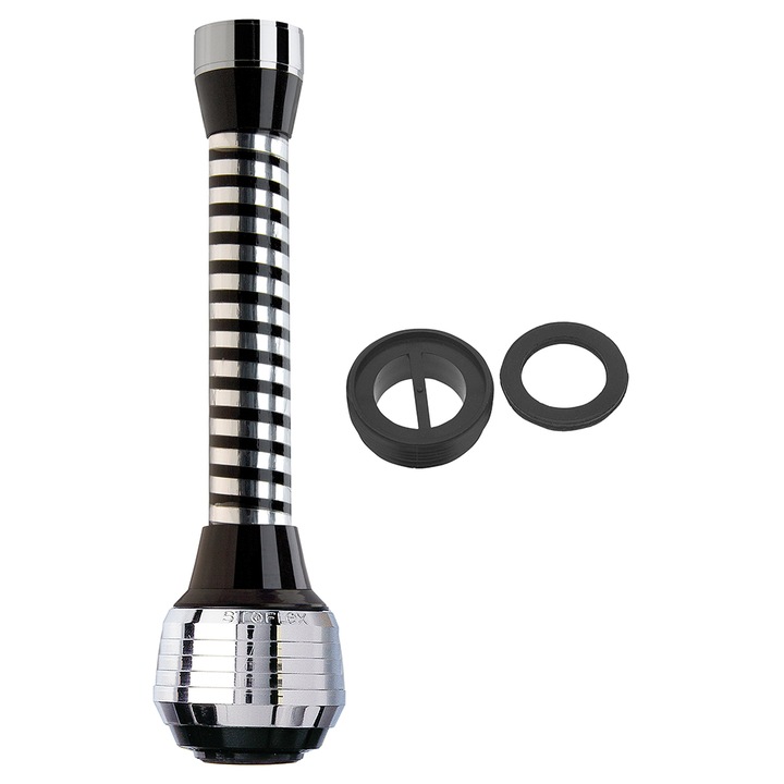 Регулатор на потока Ferro, Дълъг, За смесител с едно отделение, 2 функции, M22/M24, Хром/Черен