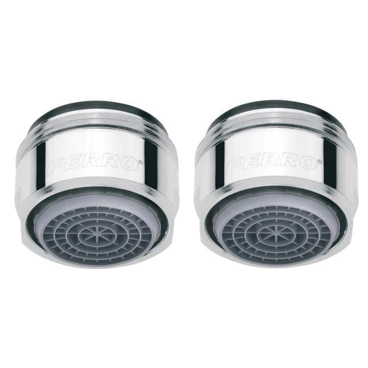 Комплект 2 аератора Ferro AirMix, За смесител за мивка, M24x1, Chrome