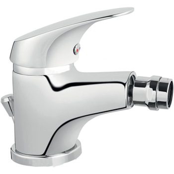 Baterie stativa bideu Ferro Combo, monocomanda, cartus ceramic, regulator debit, racorduri flexibile, Crom