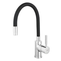 Baterie stativa bucatarie Ferro Zumba, pentru instant electric, cu pipa flexibila, monocomanda, aerator, Crom/Negru