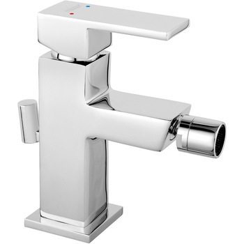 Baterie stativa bideu Ferro Staccato, monocomanda, cu ventil, cartus ceramic, regulator debit cu articulatie sferica, racorduri flexibile, Crom