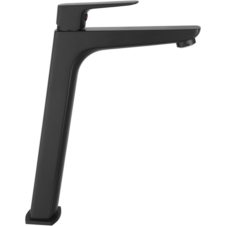 Смесител за мивка Ferro Vitto VerdeLine, Висок, Едноръкохватков, Керамичен патрон, Аератор, Гъвкави връзки, Черен мат