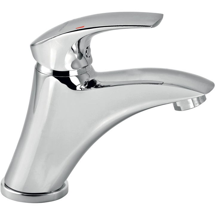 Baterie stativa lavoar Ferro Metalia 57, fara ventil, monocomanda, aerator, racorduri flexibile, Crom