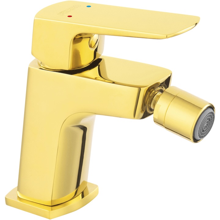 Baterie stativa bideu Ferro Vitto VL, monocomanda, cartus ceramic, aerator, racorduri flexibile, Auriu