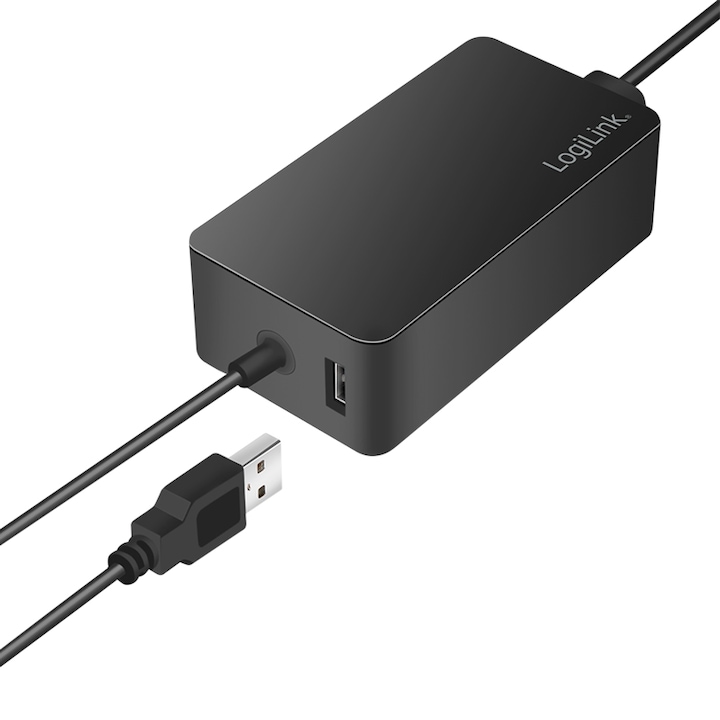 Alimentator retea 220V LOGILINK, pentru Microsoft Surface, compatibil cu Pro si Laptop/Go/Book, 65W, USB 5V/4A, 1.5m, negru