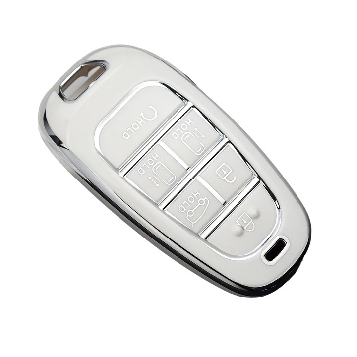 Husa pentru cheie 6 butoane alb Hyundai Sonata Tucson Santa Fe Hybrid NEXO NX4 2021 2022