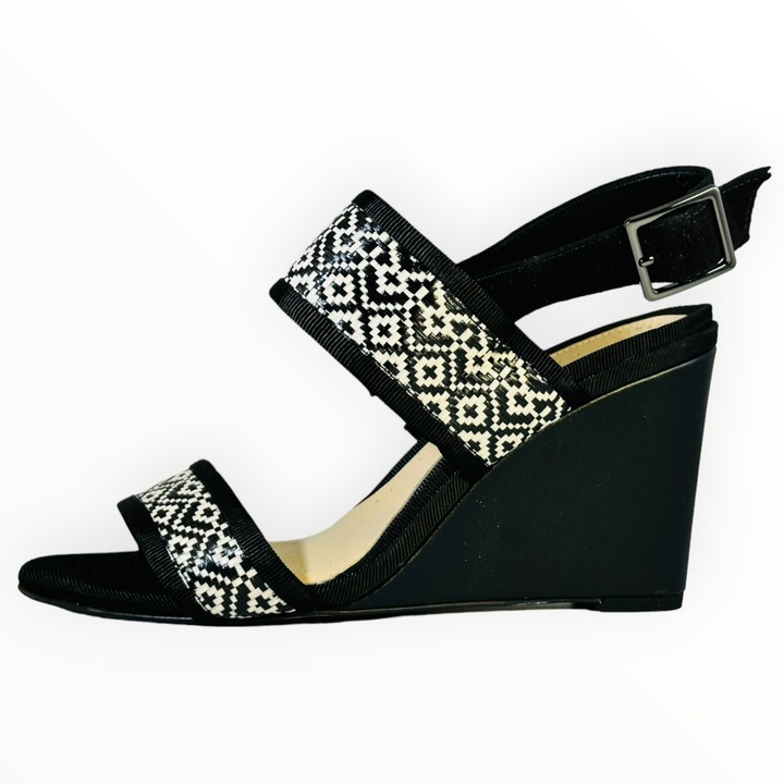 Дамски сандали Clarks с ортопедична подметка от черна кожа и текстил, Черен, 39