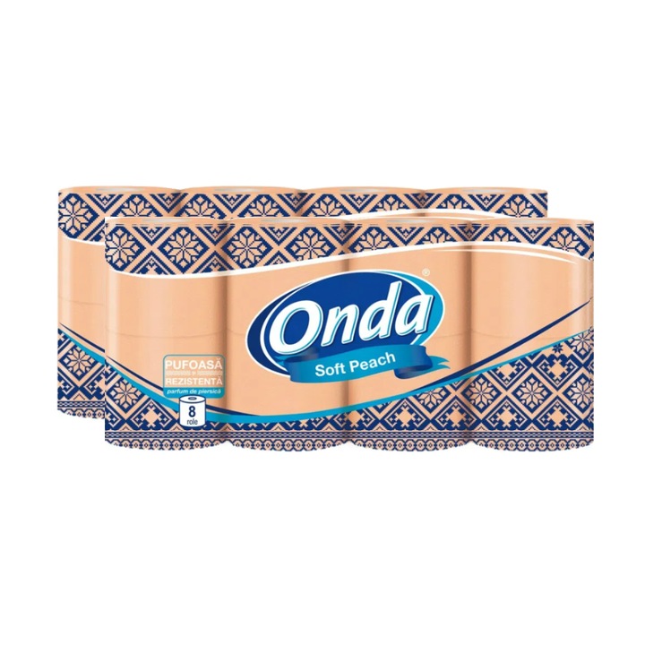 Hartie igienica 3 straturi Onda Soft Peach, 2 x 8 role