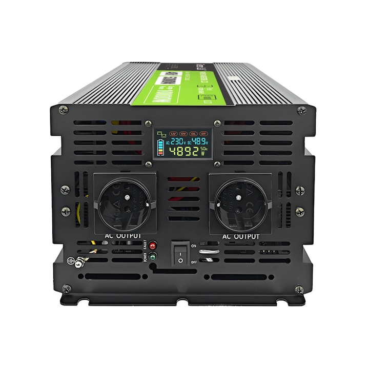 Инвертор на напрежение Green Cell PowerInverter LCD 48 V 5000W/10000W, Автомобилен инвертор с LCD дисплей - чист синус