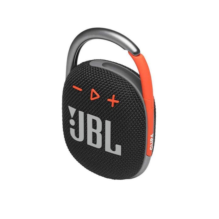 Портативна колонка JBL Clip 4, Bluetooth, IP67, 10H, черна/оранжева