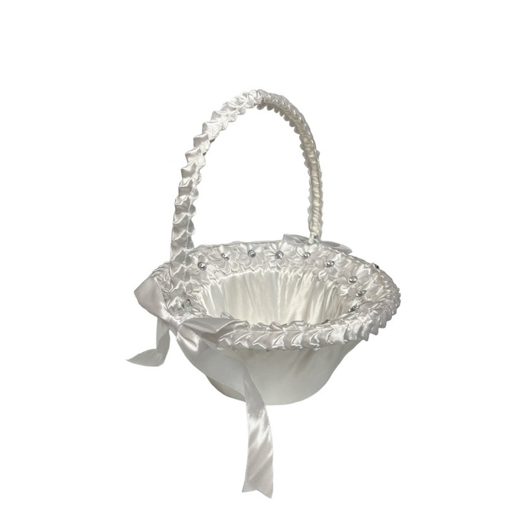 Cosulet rotund pentru mirese satin, 22x24 cm, alb