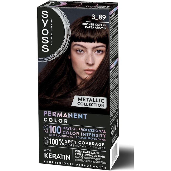 Vopsea de par permanentă Syoss Baseline Metallic Collection, 3-89 Cafea Aramie, 115 ml