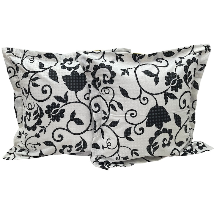 Set doua huse de perna, culoare alb/negru, din colectia "Abbasid by Liz Line", 70X70cm din bumbac 100% - SP70/70231