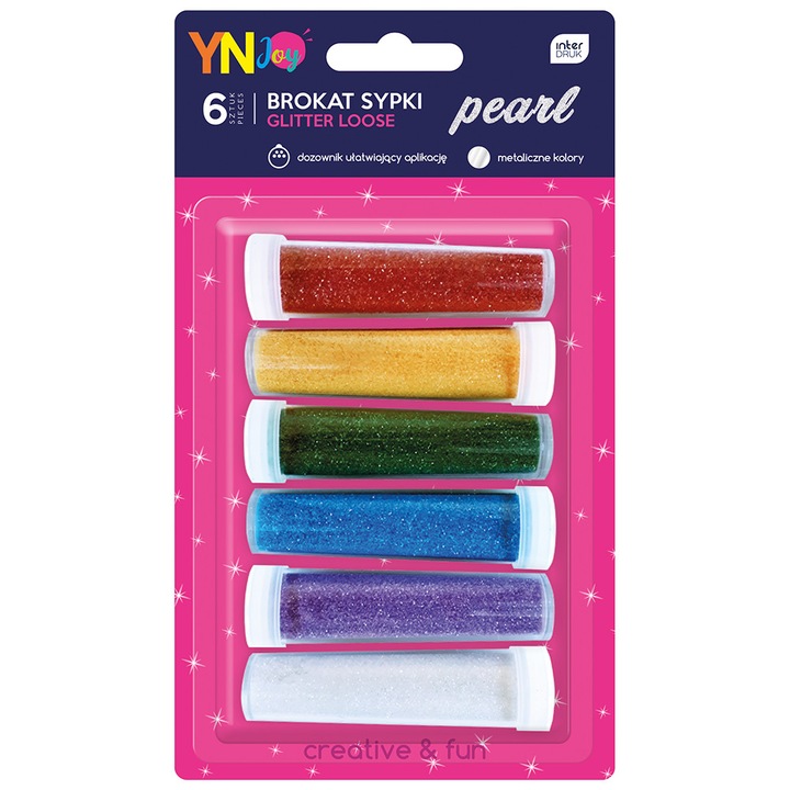 INTERDRUK 6 tubusos csillámpor készlet, többszínű, 7 g