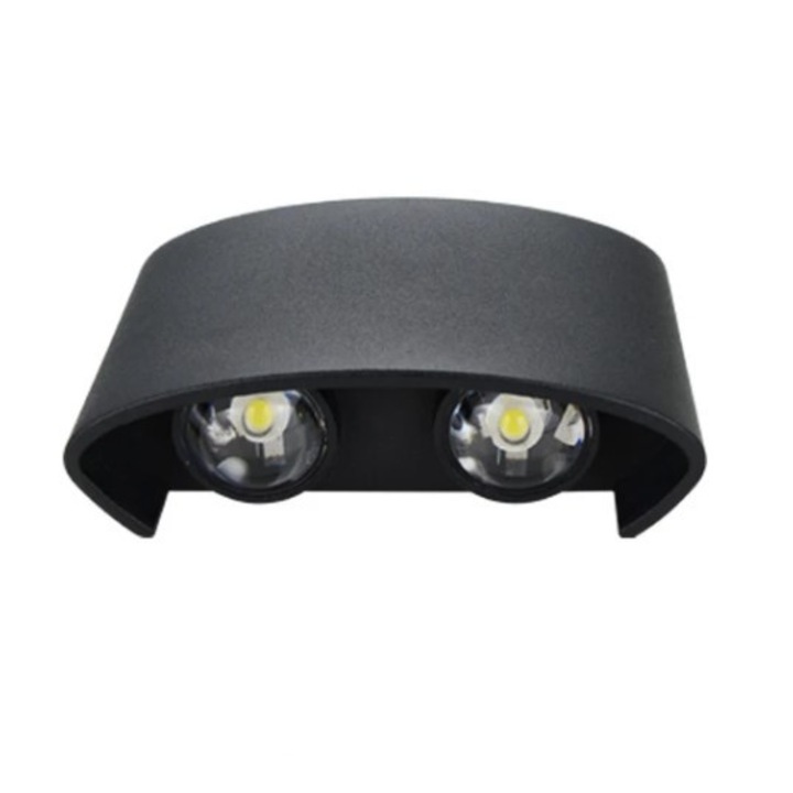 Aplica LED de perete, fatada 4W cu lupa, IP54, lumina calda 3000k, Neagra ZenLED®