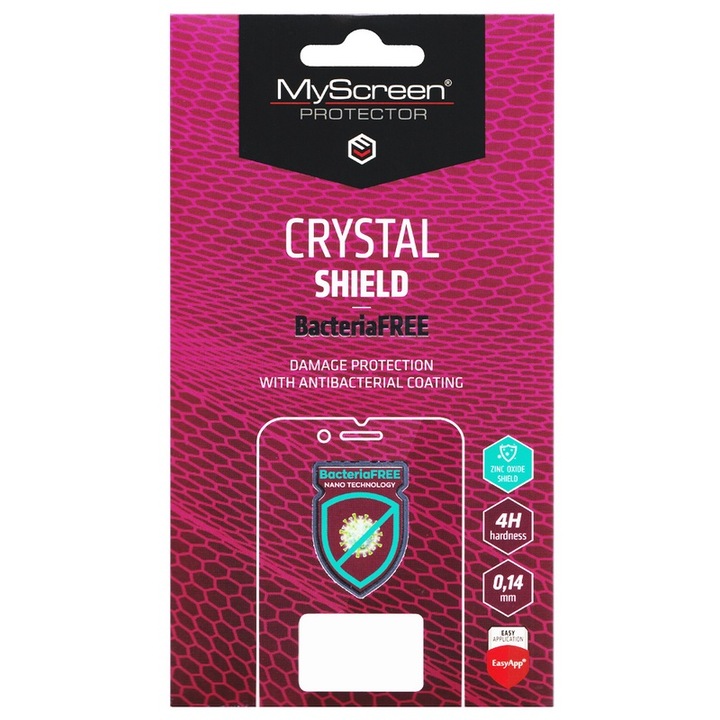 Myscreen crystal bacteriafree képernyővédő fólia, antibakteriális, 4h, nem íves, átlátszó, kompatibilis: Motorola Moto G22, XT2231, / Moto E32s, XT2229, / Moto E32, XT2227