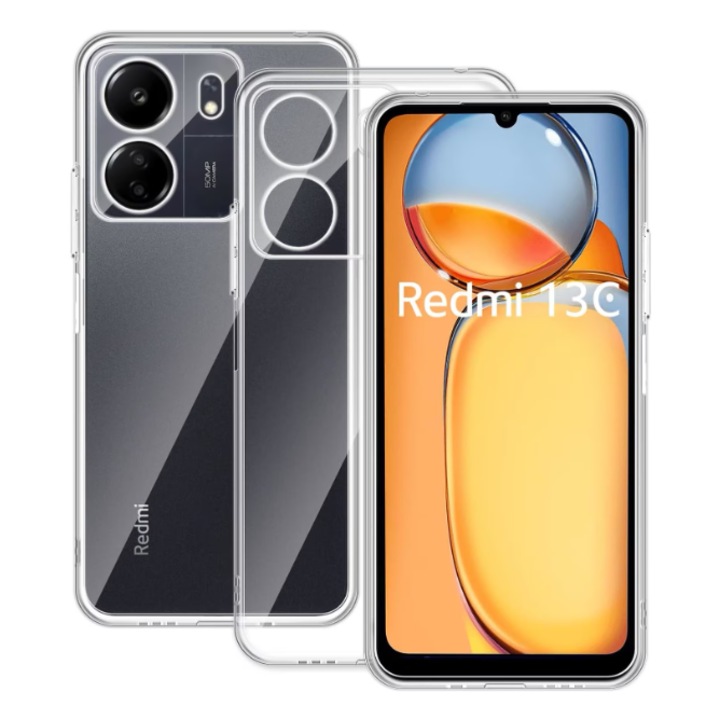 Husa compatibila cu XIAOMI Redmi 13C, 2mm cu protectie camera, Tpu Ttransparent ALC