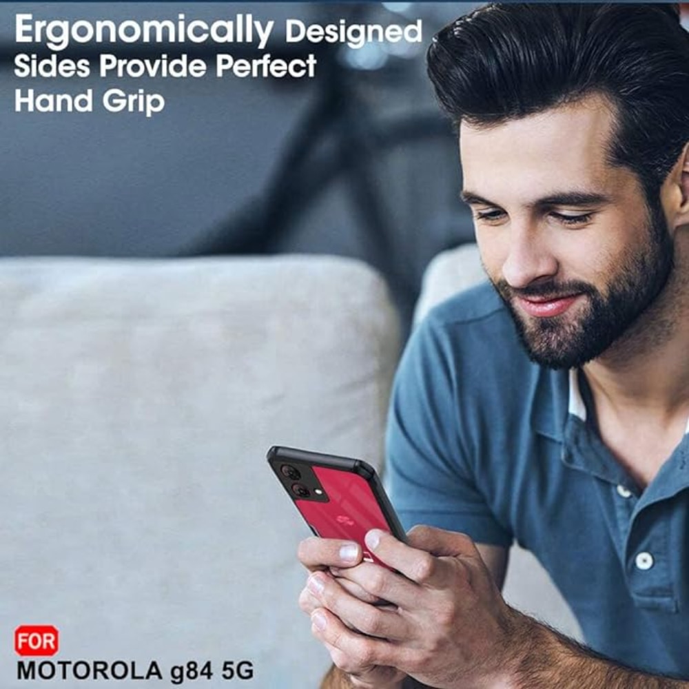 Husa Compatibil cu Telefon de Protectie Hybrid Armor GEO, Compatibila cu Motorola Moto G84 5G, Negru/ Transparent