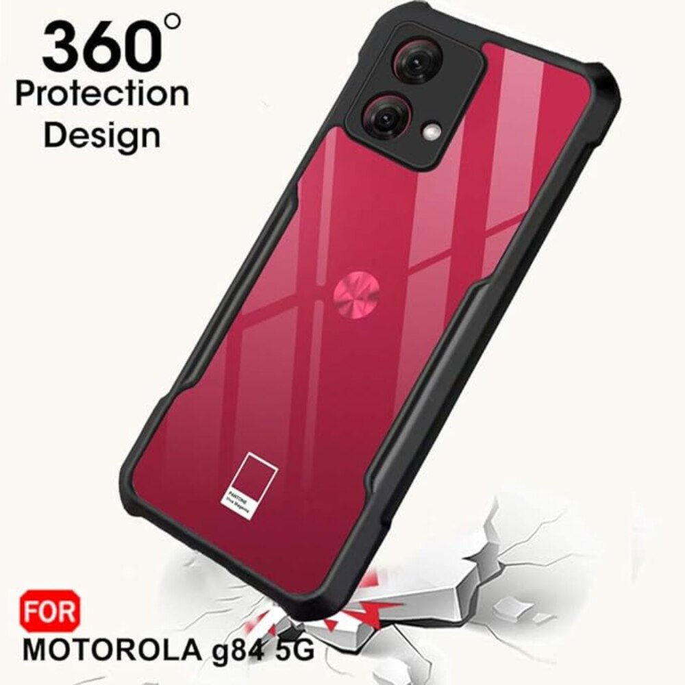 Husa Compatibil cu Telefon de Protectie Hybrid Armor GEO, Compatibila cu Motorola Moto G84 5G, Negru/ Transparent