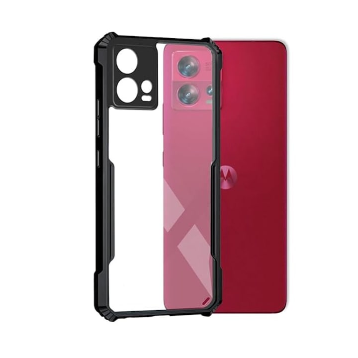 Husa Compatibil cu Telefon de Protectie Hybrid Armor GEO, Compatibila cu Motorola Moto G72, Negru/ Transparent