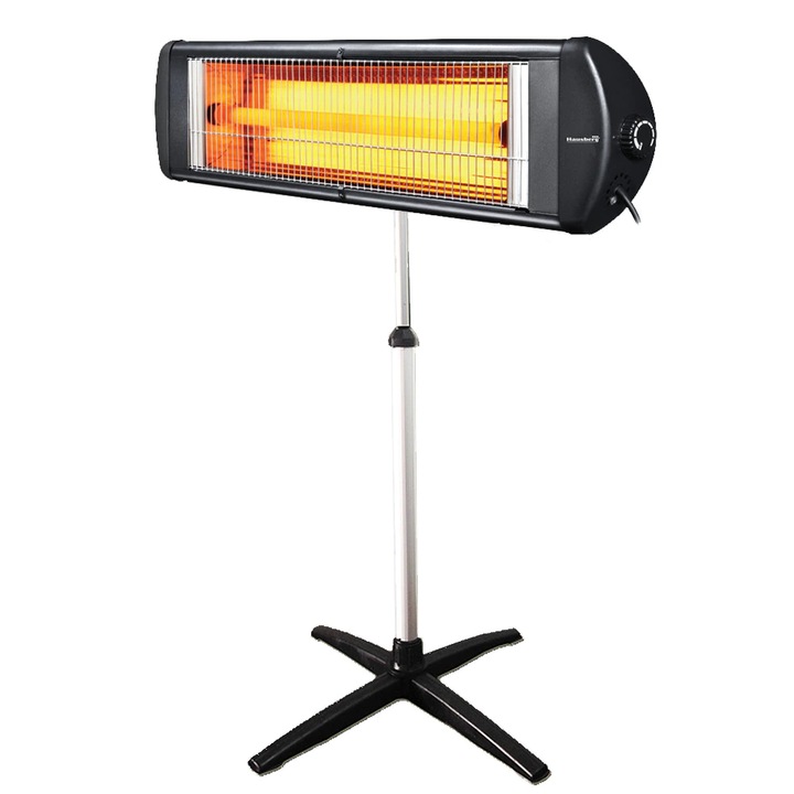 Incalzitor Electric Infrarosu 2500W, Termostat, Corp Metal, Negru