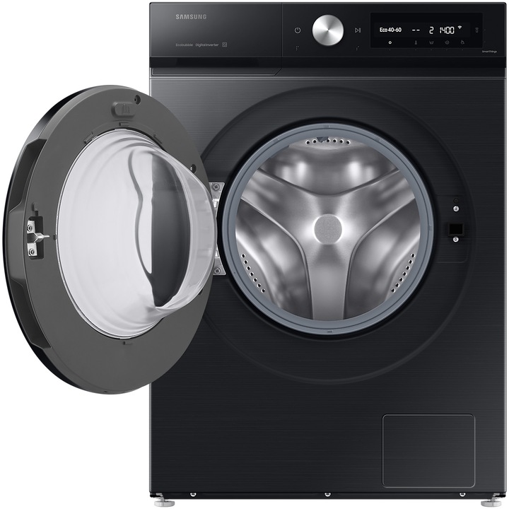 Masina de spalat rufe Samsung Bespoke AI WW11DB7B94GBU4, 11 kg, 1400 rpm, Clasa A, AI Wash, AI Ecobubble, Auto Dispense, Super Speed 39 min, Negru