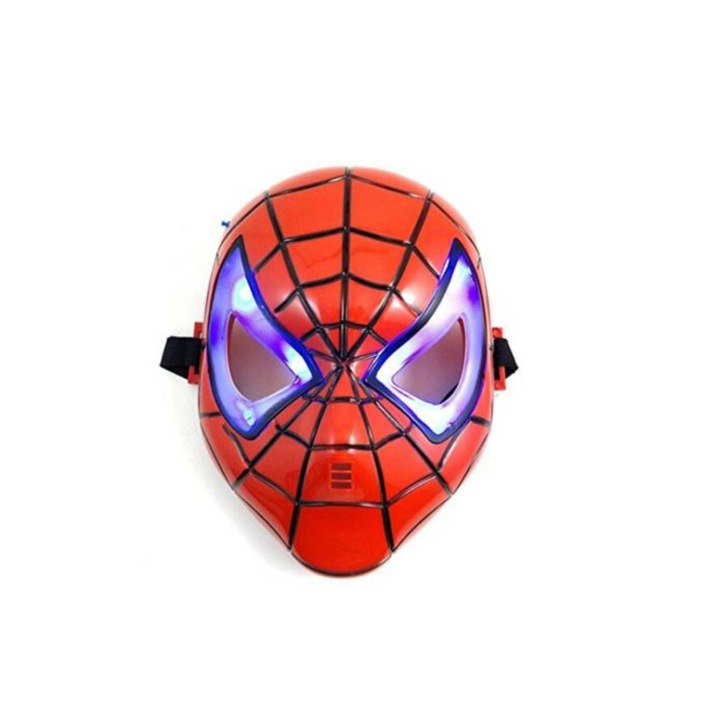 Set costum Spiderman KidMania® si masca cu lumini pentru copii, 5-7 ani, 110 - 120 cm