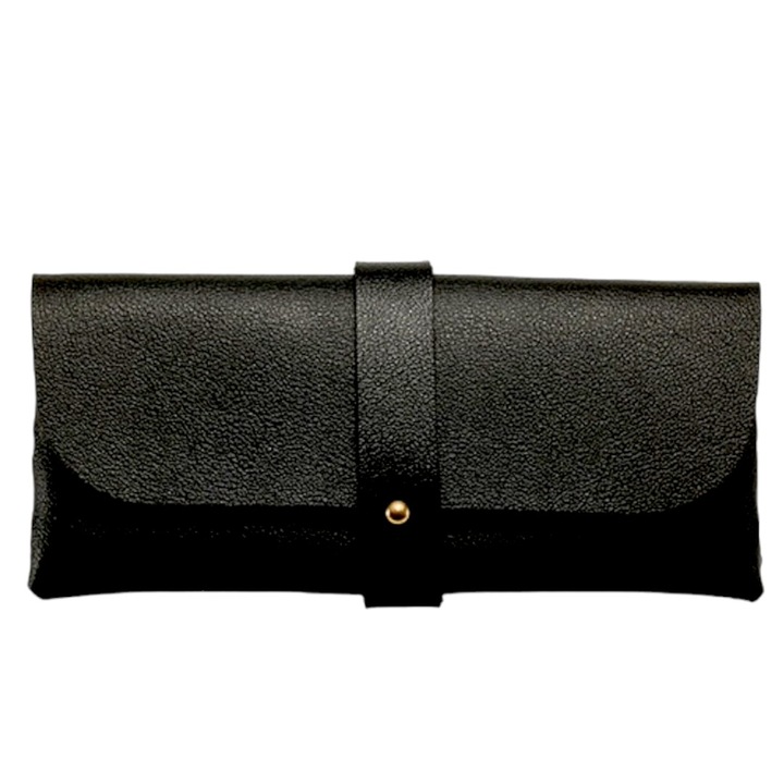 Portochelari vedere sau soare, cu capsa inchidere, negru, 16.8x7.6x2.8 cm, piele sintetica