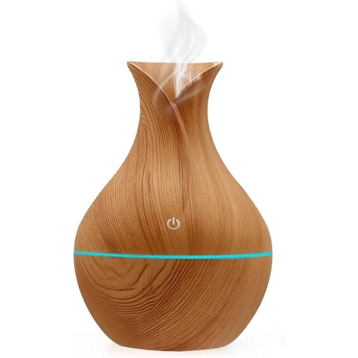 Difuzor electric de uleiuri esentiale, aromaterapie, LED, cu umidificator si ultrasunete 130ml