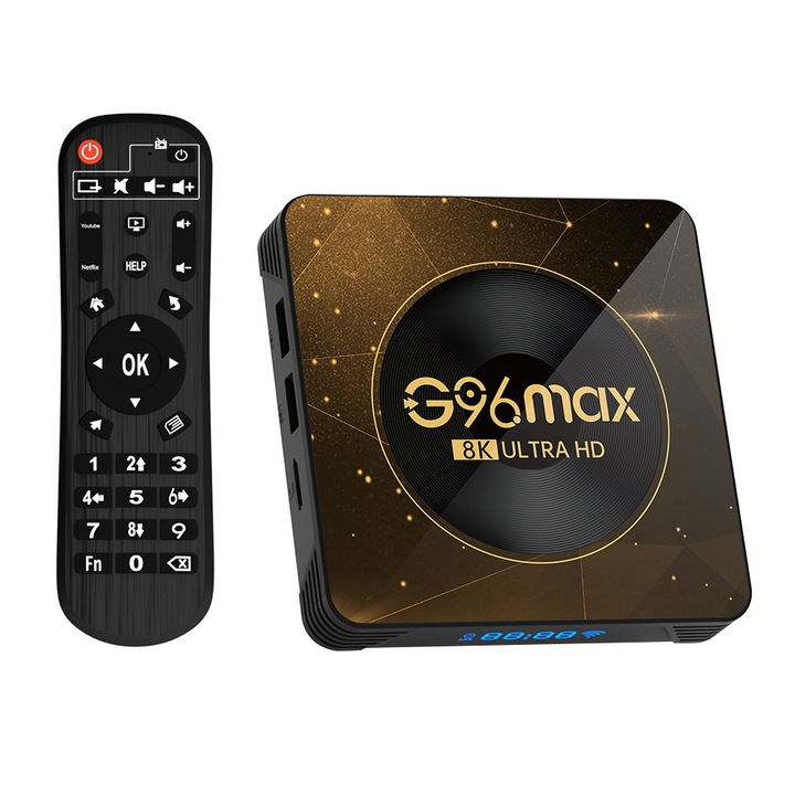 Mediaplayer JESWO, 4GB RAM, 32GB ROM, Wi-Fi 6, 8K, 10.45x10.45x1.85cm, Negru