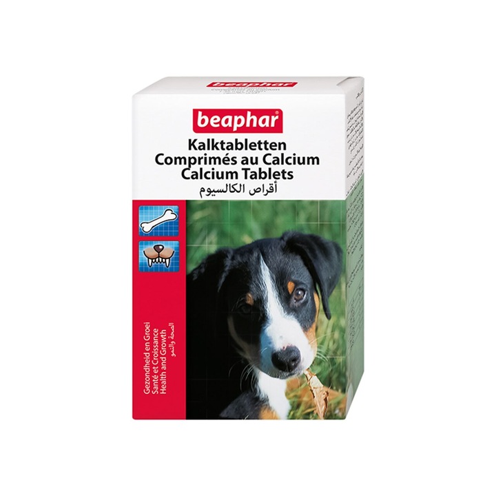 Calciu pentru caini, BEAPHAR, pentru oase, dinti, piele si blana, 180 tablete