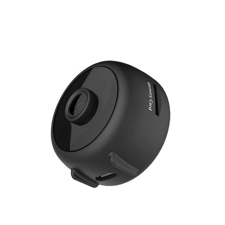 Camera de supraveghere mini spion, 1080P, HD, 360 de grade, vedere cu infrarosu pe timp de noapte, controlabila prin aplicatie mobila, senzor de detectare a miscarii, unghi de vizualizare de 150 grade, inregistrare in bucla