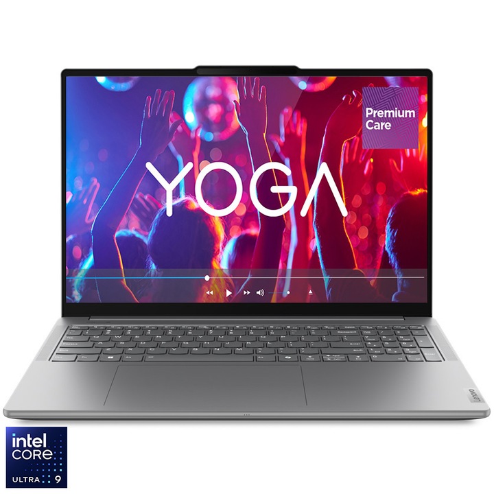 Laptop Lenovo Yoga Pro 9 16IMH9 cu procesor Intel® Core™ Ultra 9 185H pana la 5.1GHz, 16", 3.2K, IPS, 165Hz, Touch, 32GB LPDDR5x, 1TB SSD, NVIDIA® GeForce RTX™ 4050 6GB GDDR6, Windows® 11 Home, Luna Grey, 3y on-site, Premium Care