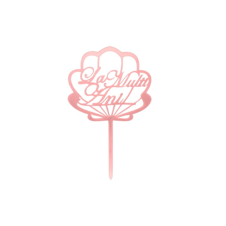 Аксесоар за торта Happy Birthday, форма мида, розов