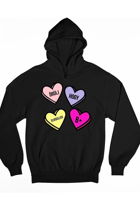 Örülj hogy elvisellek bmeg kapucnis férfi pulóver, Fekete