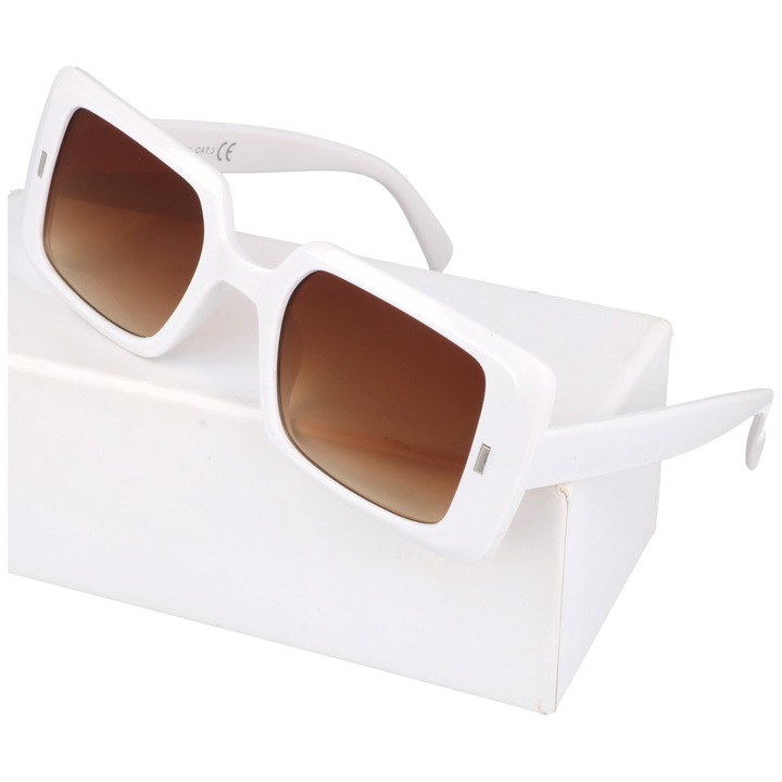 Слънчеви очила, Moramo, 4751, пластмаса, прозрачни стъкла, за жени, бели