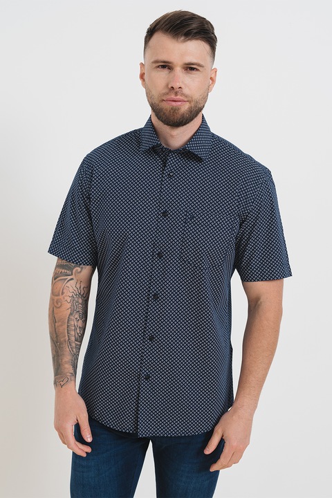 Pierre Cardin, Mintás pamuting mellzsebbel, Fehér/Tengerészkék, S