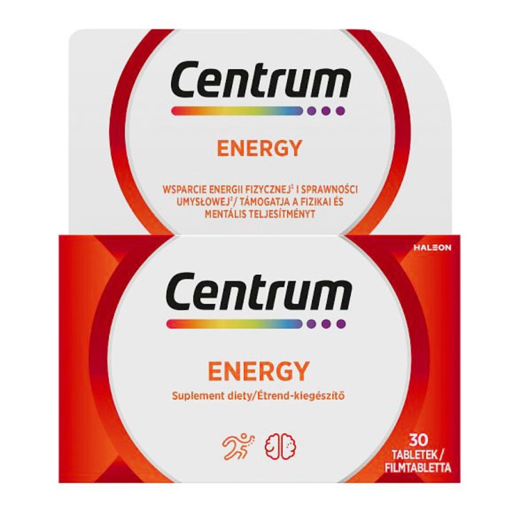 Supliment alimentar Centrum Energy, Ginseng si Ginkgo Biloba, Fara gluten, 30 tablete