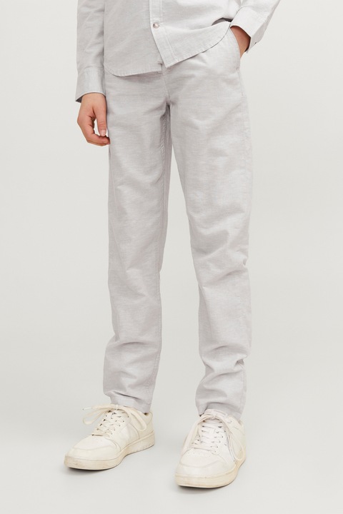 Jack & Jones, Pantaloni drepti din amestec de in, Gri deschis
