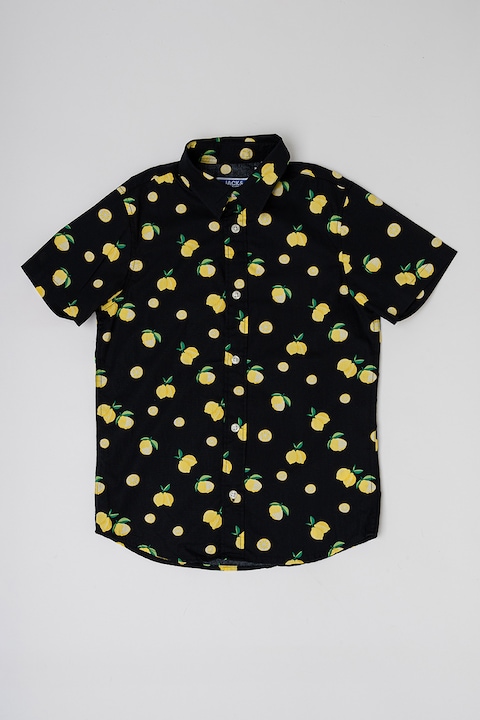 Jack & Jones, Памучна риза Sunshade с къси ръкави, Зелен/Жълт/Черен