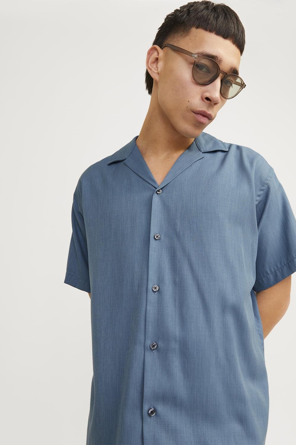 Jack & Jones, Camasa relaxed fit cu maneci scurte, Albastru prafuit, L