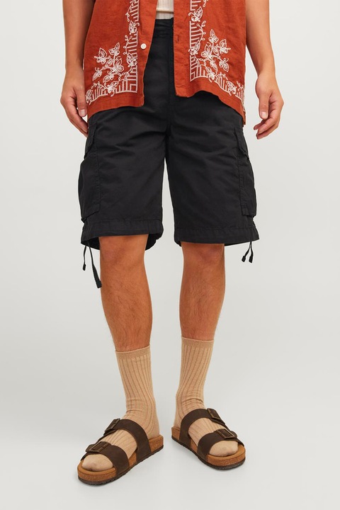 Jack & Jones, Бермуди карго със свободна кройка, Черен