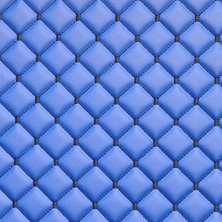 Piele Ecologica Matlasata Albastru cu ata Neagra, 50x137cm