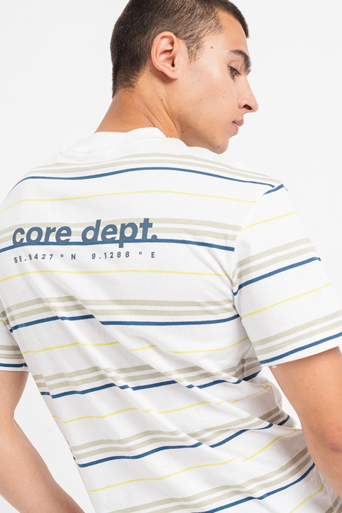 Jack & Jones, Kerek nyakú mintás póló, Fehér/Spárgazöld/Tengerészkék, L