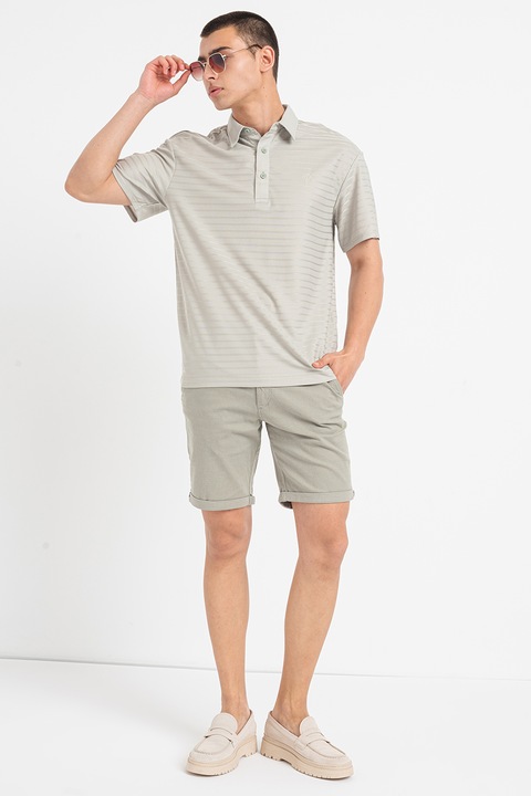 Jack & Jones, Galléros csíkos póló, Spárgazöld, S