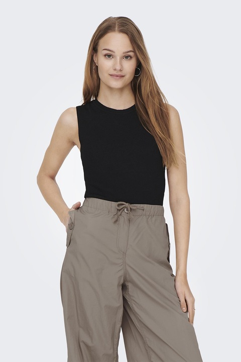Only, Top regular fit tricotat, Negru