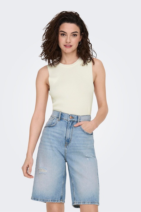 Only, Top regular fit tricotat, Alb fildes