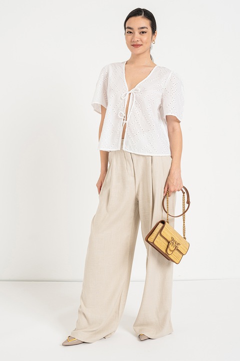 Only, Bluza cu model cu perforatii Danielle, Alb optic, S